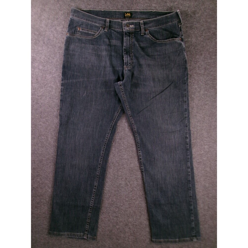 Lee Jeans Men 38X30 Blue Straight Leg Regular Fit Dark Wash Casual
